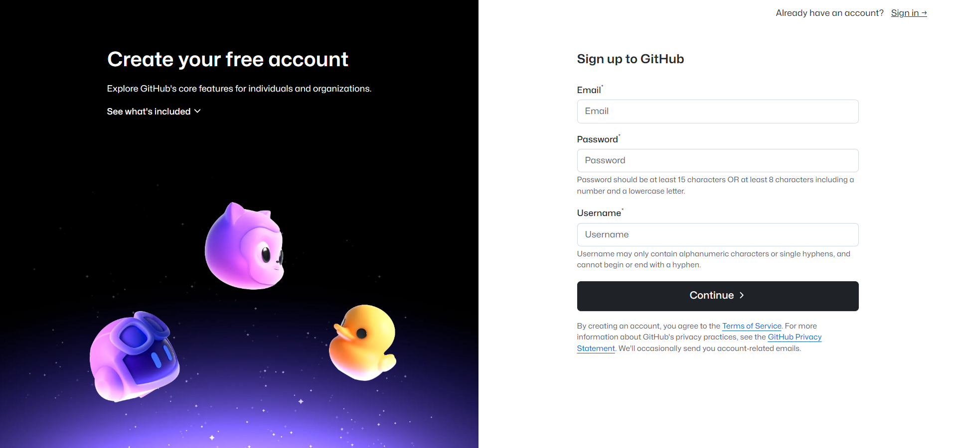 GitHub Signup Page